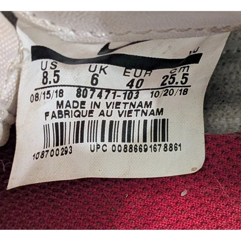 Nike Cortez Basic Sneakers Womens 8.5 White Red Blue 807471-103 Leather Low Top